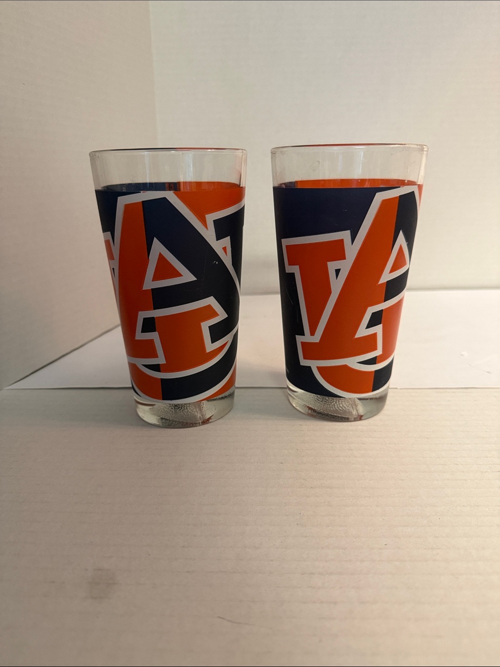 Auburn Logo Pint Glass Set - Orange and Navy Home Accent